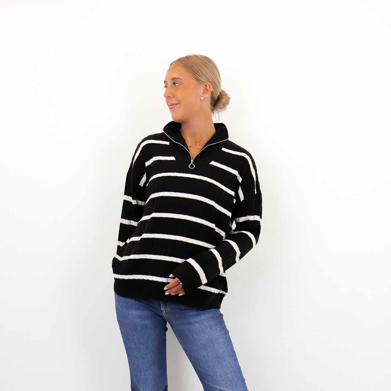 NEW TESSA STRIPE HALF ZIP KNIT