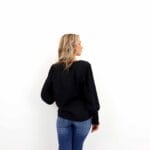 LYDIA LS V-NECK SMOCK TOP