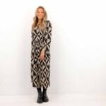 PIPER 7/8 O-NECK TIE MIDI DRESS