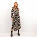 PIPER 7/8 O-NECK TIE MIDI DRESS