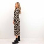 PIPER 7/8 O-NECK TIE MIDI DRESS