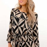 PIPER 7/8 O-NECK TIE MIDI DRESS