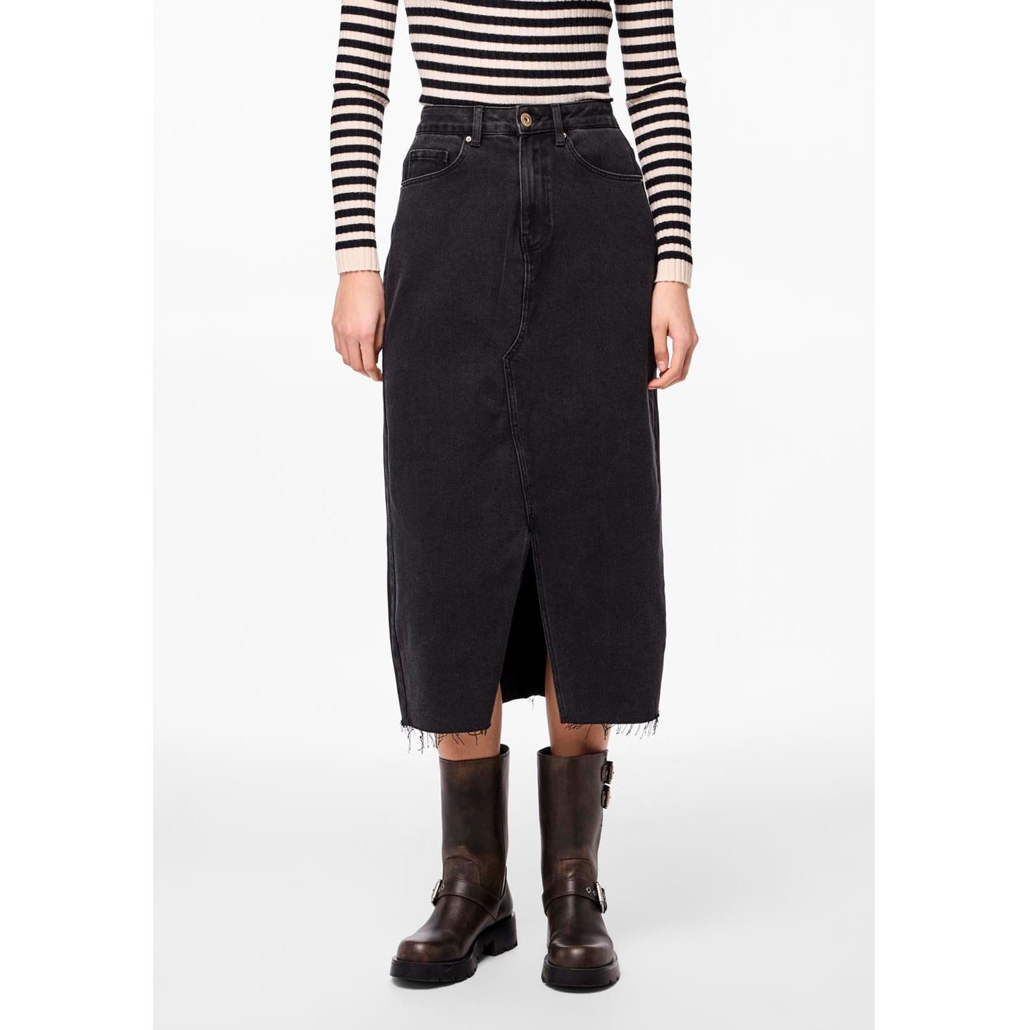 JESSICA HW MIDI DENIM SKIRT