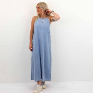 MADELYN SL CALF DENIM DRESS