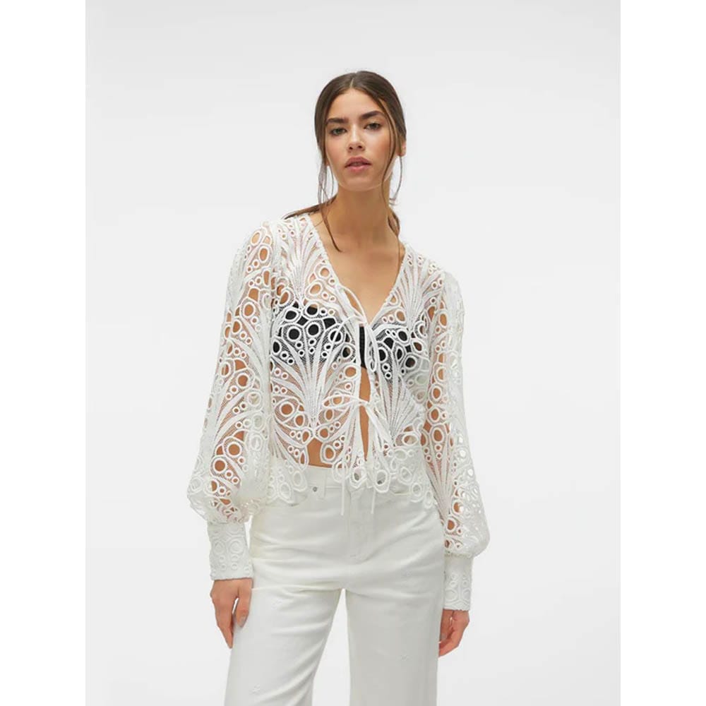 NIKKI LACE LS VNECK TOP