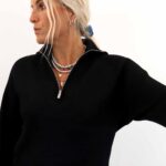 OBJELLY RE L/S ZIP KNIT PULLOVER