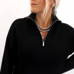 OBJELLY RE L/S ZIP KNIT PULLOVER
