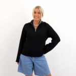 OBJELLY RE L/S ZIP KNIT PULLOVER