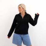 OBJELLY RE L/S ZIP KNIT PULLOVER