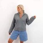 OBJELLY RE L/S ZIP KNIT PULLOVER