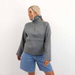 OBJELLY RE L/S ZIP KNIT PULLOVER