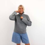 OBJELLY RE L/S ZIP KNIT PULLOVER