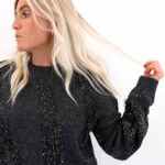PCRADA LS O-NECK SEQUIN KNIT