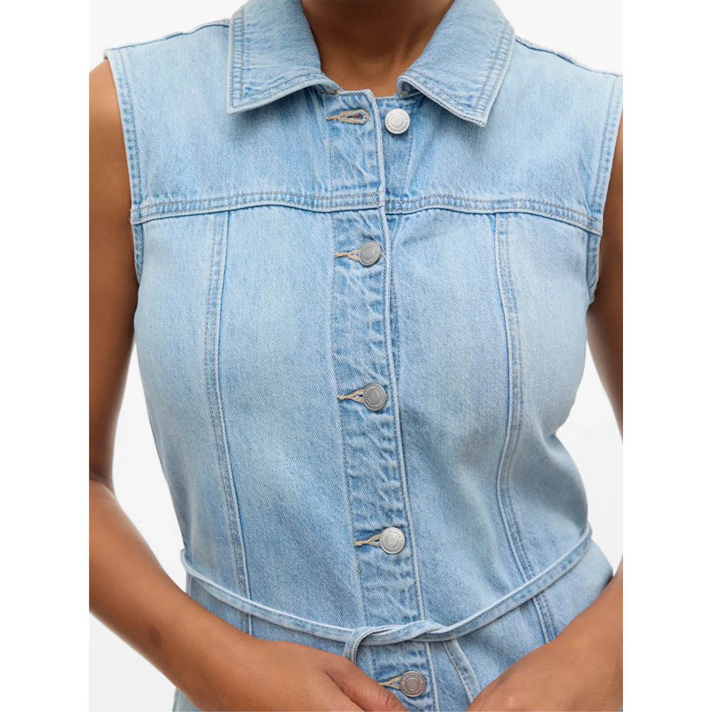Vmnenya Sl 7/8 Denim Vest Dress Si321, blauw (medium blue denim), M