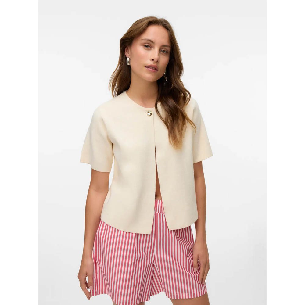 VMGOLD SS O-NECK ONE BUTTON CARDIGAN