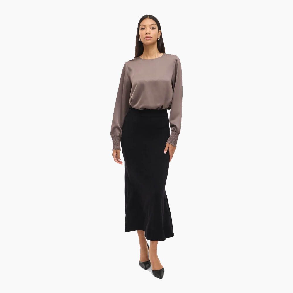 Vila Vrouwelijke midirok gebreid, zwart, L