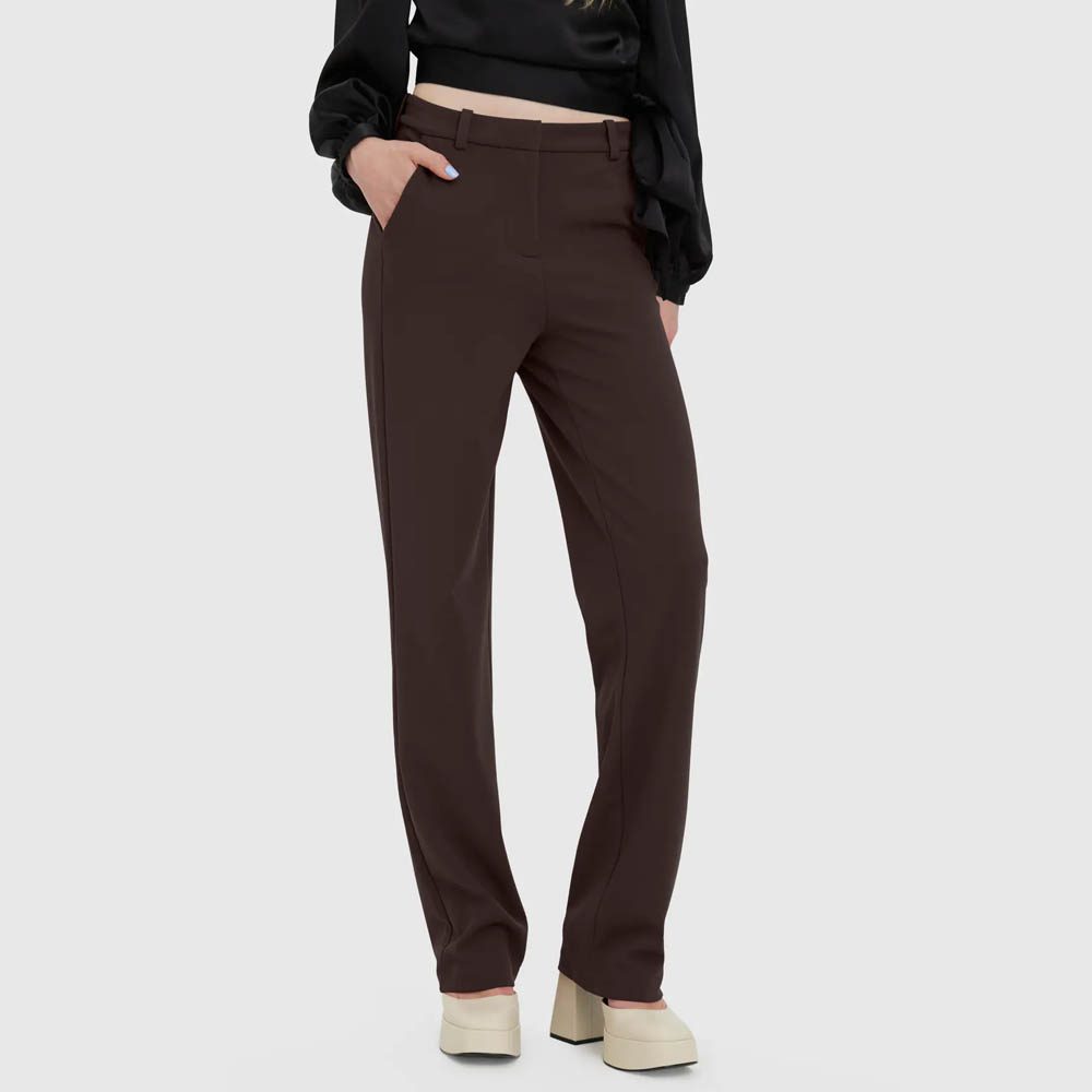 VERO MODA Vmzamira MW Slim Straight Pant Noos - Pantaloni Donna, Vestibilità Slim, Taglio Dritto, Vita Media, Chiusura Con Gancetto