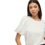 VIELLETTE 2/4 SATIN PUFF TOP