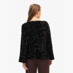 VIFAITH BOAT NECK L/S SEQUIN TOP