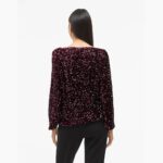 VIFAITH BOAT NECK L/S SEQUIN TOP