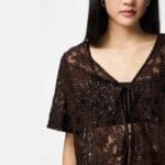 PCLOUISE 2/4 V-NECK TIE TOP