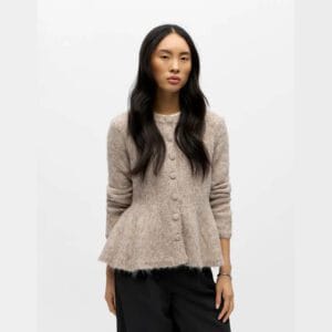 OBJSAGGIA RE LS PEPLUM KNIT CARDIGAN