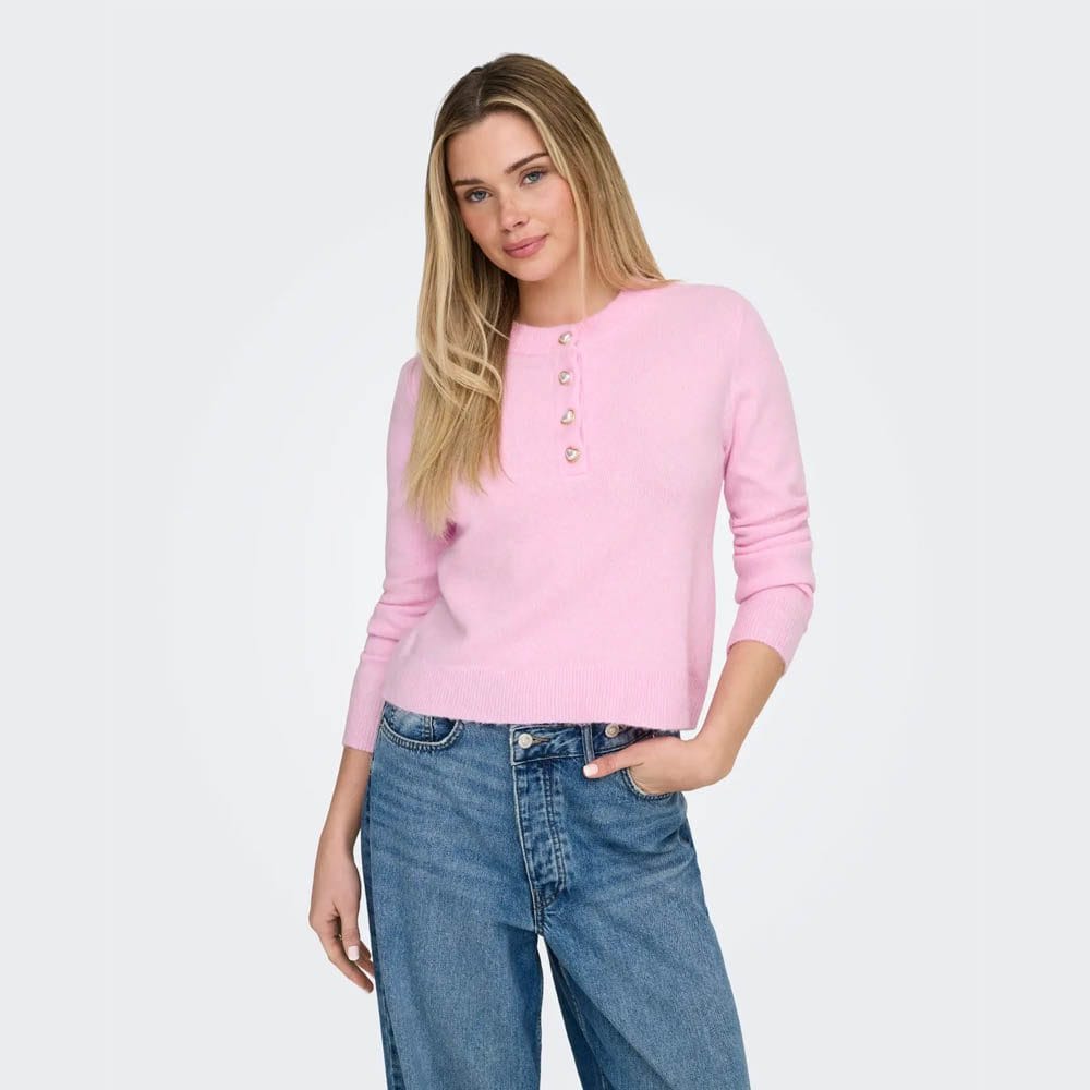 ONLMACEY LS ONECK HALF BUTTON KNT