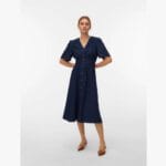 VMMELANEY BLK 2/4 VNECK DRESS