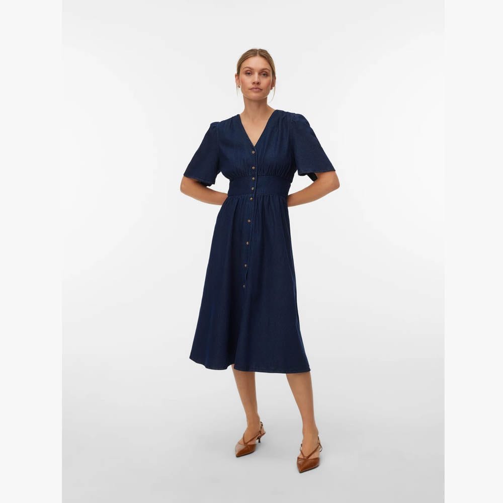 VMMELANEY BLK 2/4 VNECK DRESS