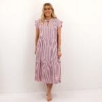 ONLBARI SL FRIL VNECK MIDI DRESS