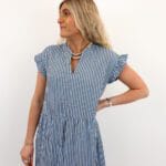 ONLBARI SL FRIL VNECK MIDI DRESS