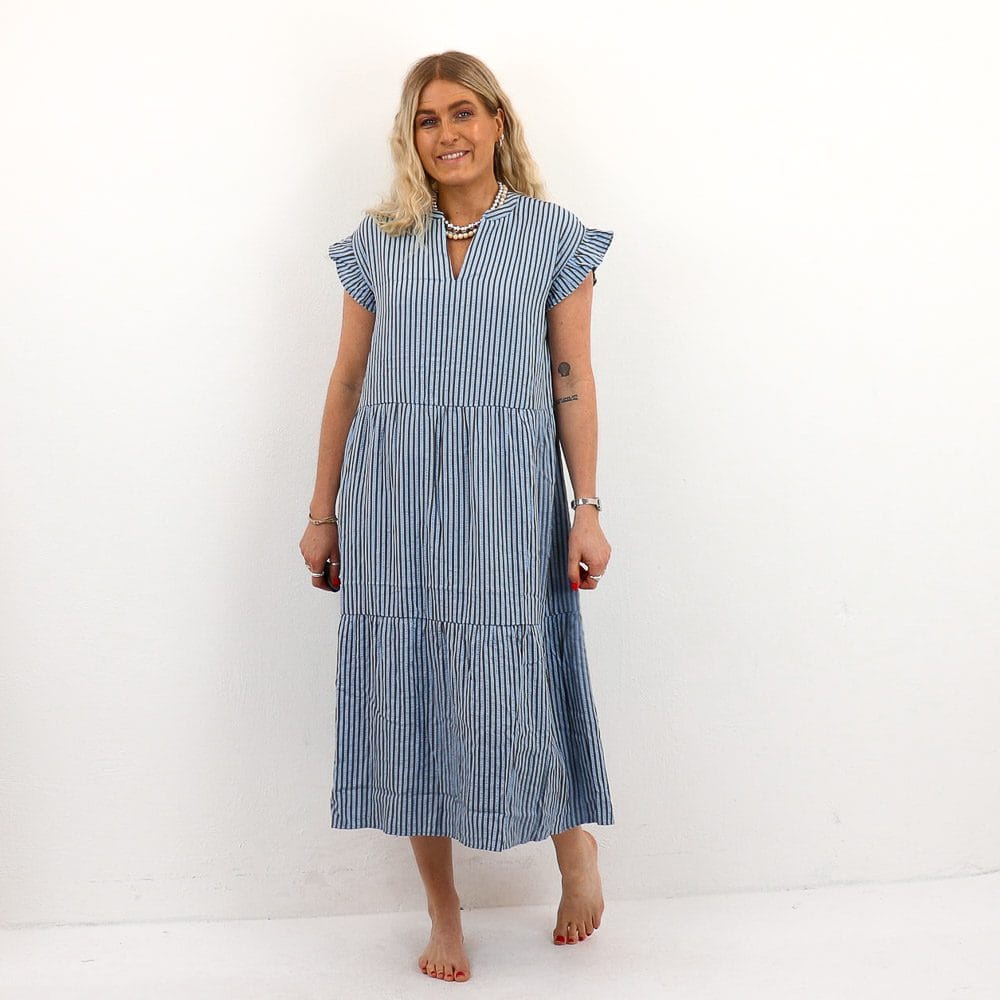 ONLBARI SL FRIL VNECK MIDI DRESS