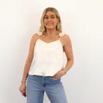 VICILLE V-NECK ROSE SINGLET TOP