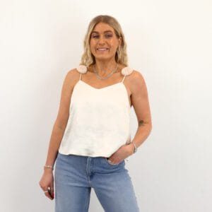 VICILLE V-NECK ROSE SINGLET TOP