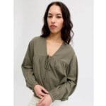 JXKIA STRUCTURE LS VNECK BLOUSE