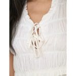 ONLGOA S/S LINEN BL FRILL TOP