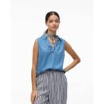 VMHARPER SL COLLAR SHORT TENCEL TOP