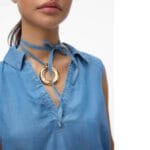 VMHARPER SL COLLAR SHORT TENCEL TOP