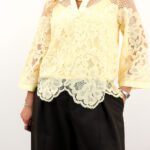 VMMAYA LACE 7/8VNECK TOP