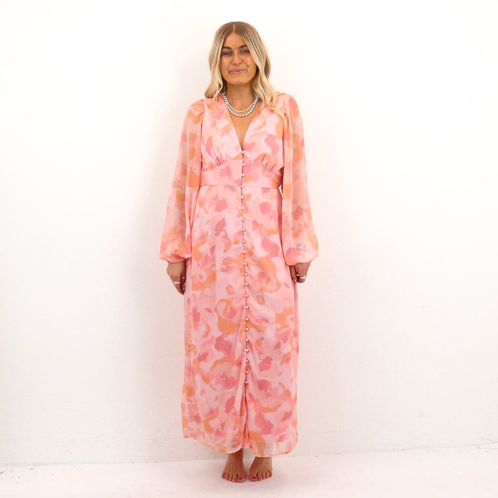 VIKELIA LS PUFF SLEEVE MIDI DRESS