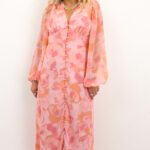 VIKELIA LS PUFF SLEEVE MIDI DRESS