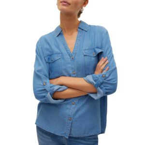 VMBREE 7/8SLEEVE LOOSE TENCEL SHIRT