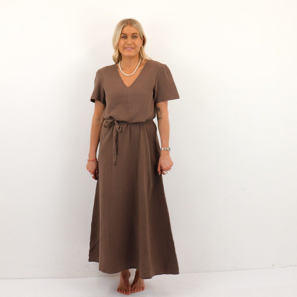 PCSASTINA SS V-NECK ANKLE DRESS