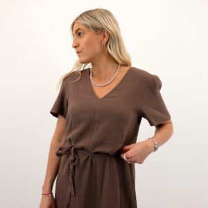 PCSASTINA SS V-NECK ANKLE DRESS
