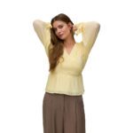 VMDORA LS V-NECK PLISSE TOP