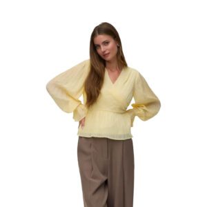 VMDORA LS V-NECK PLISSE TOP