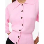 NMSHYLA 3/4 SLEEVE POLO CARDIGAN