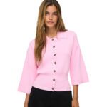 NMSHYLA 3/4 SLEEVE POLO CARDIGAN