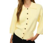 NMSHYLA 3/4 SLEEVE POLO CARDIGAN