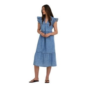 ONLSHANIA SL FRILL MIDI DNM DRESS
